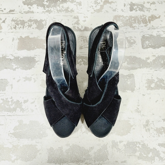 NEW Pedro Garcia Yuval Black Suede Slingback Open Toe Heeled Sandals T59 - Picture 3 of 11